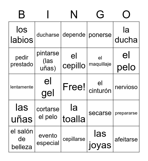 Aut. 2 Unidad 2A Bingo Card