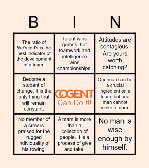 Cogent - Can Do It! Bingo Card