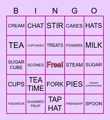 TEA SOCIAL Bingo Card