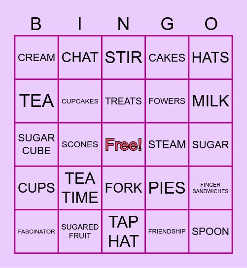 TEA SOCIAL Bingo Card