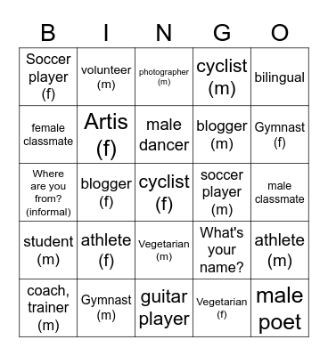 EC 1 U1 ASD 1 Bingo Card