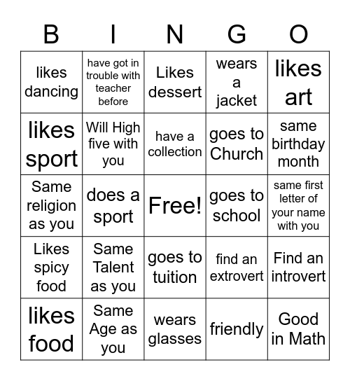 Human Bingo Card