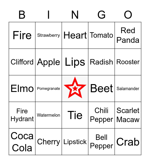 Red Red Red Bingo Card