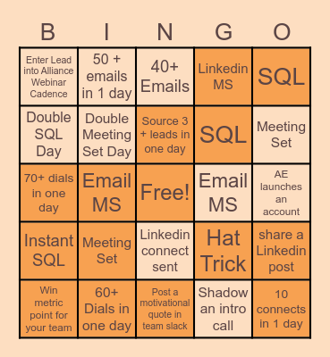 Last Week of September BINGO Card