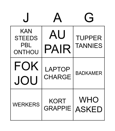 JU-AN MASSYN Bingo Card