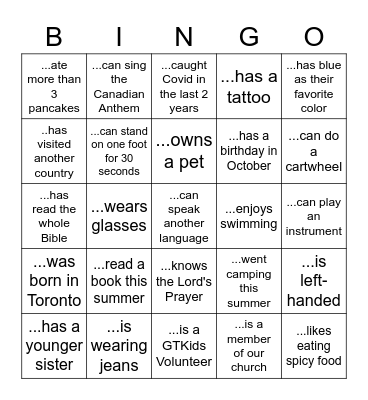 Find someone who... Bingo Card