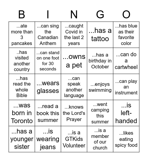 Find someone who... Bingo Card