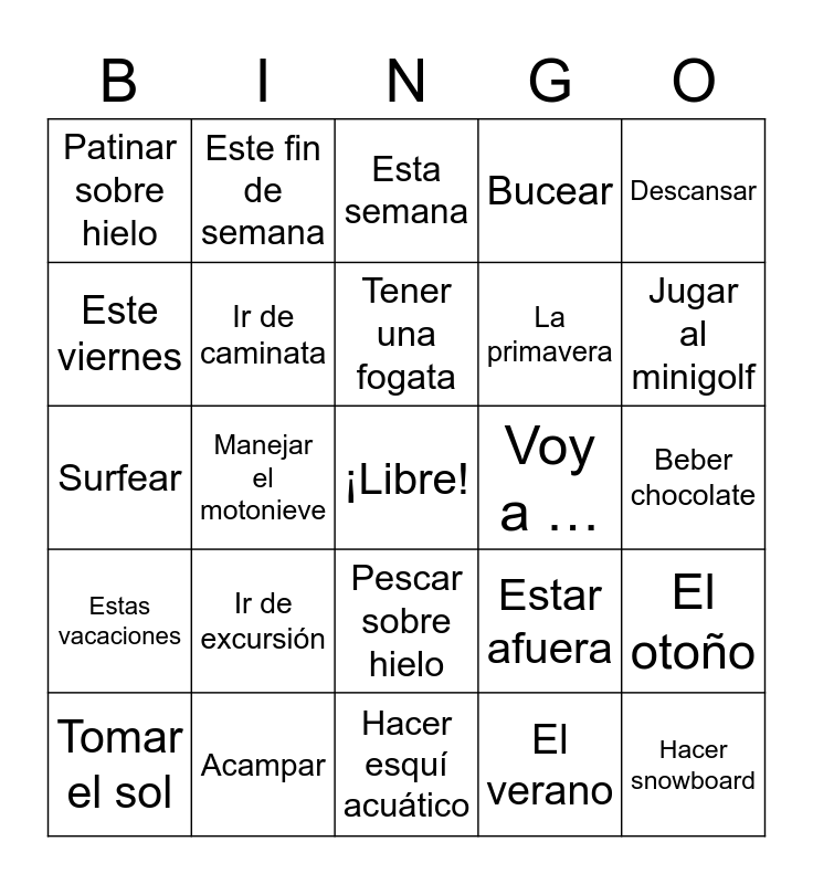 las-estaciones-y-los-pasatiempos-bingo-card