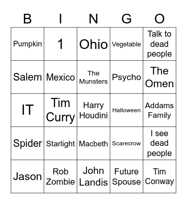 Halloween Trivia Bingo Card