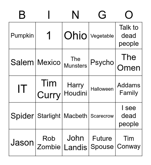 Halloween Trivia Bingo Card
