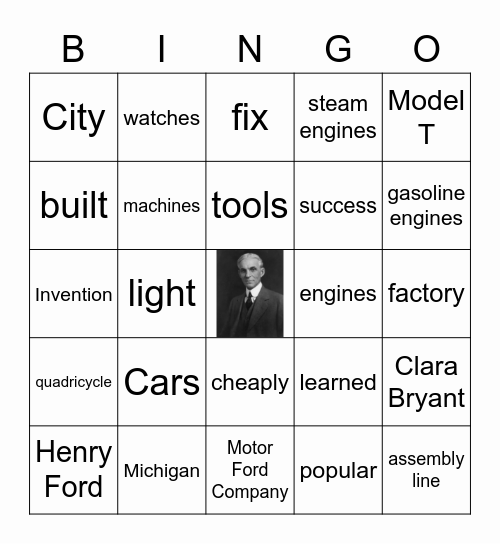 Henry Ford Bingo Card