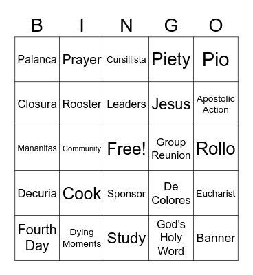 VDC #59 Bingo Card