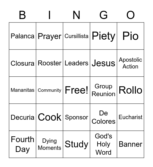 VDC #59 Bingo Card