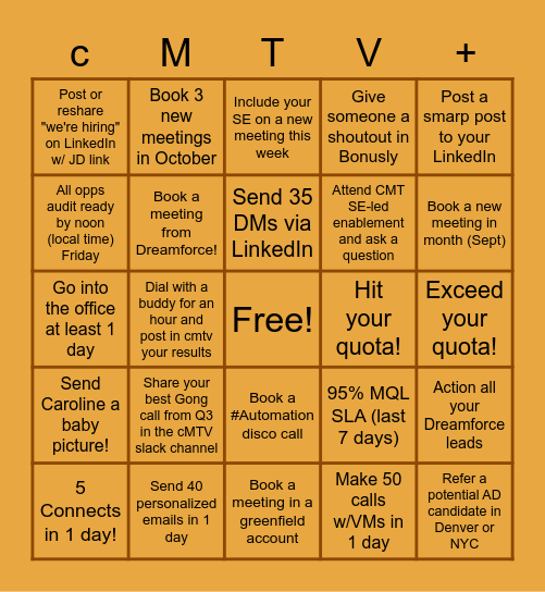 Sept 26-30 BINGO! Bingo Card