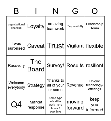 1 Year Company Anniversary Bingo Card