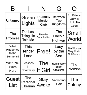 Book Bingo Card