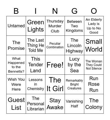 Book Bingo Card