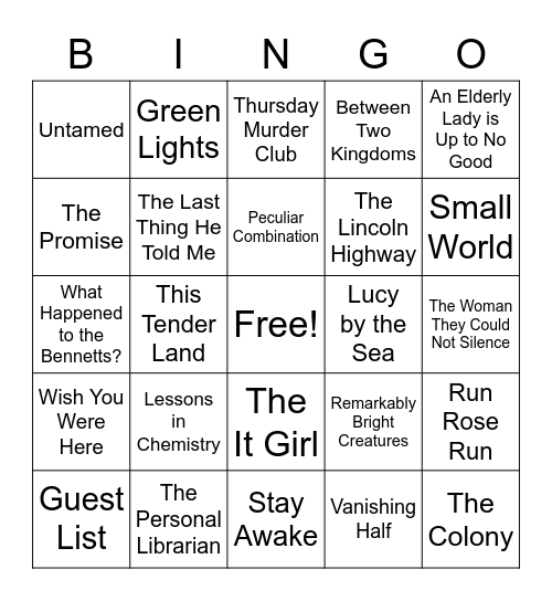 Book Bingo Card