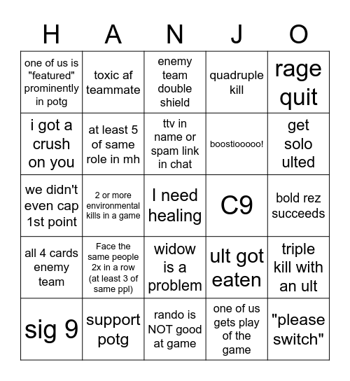 OW1 is ded Bingo Card
