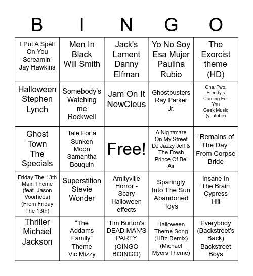 Halloween Bingo Card