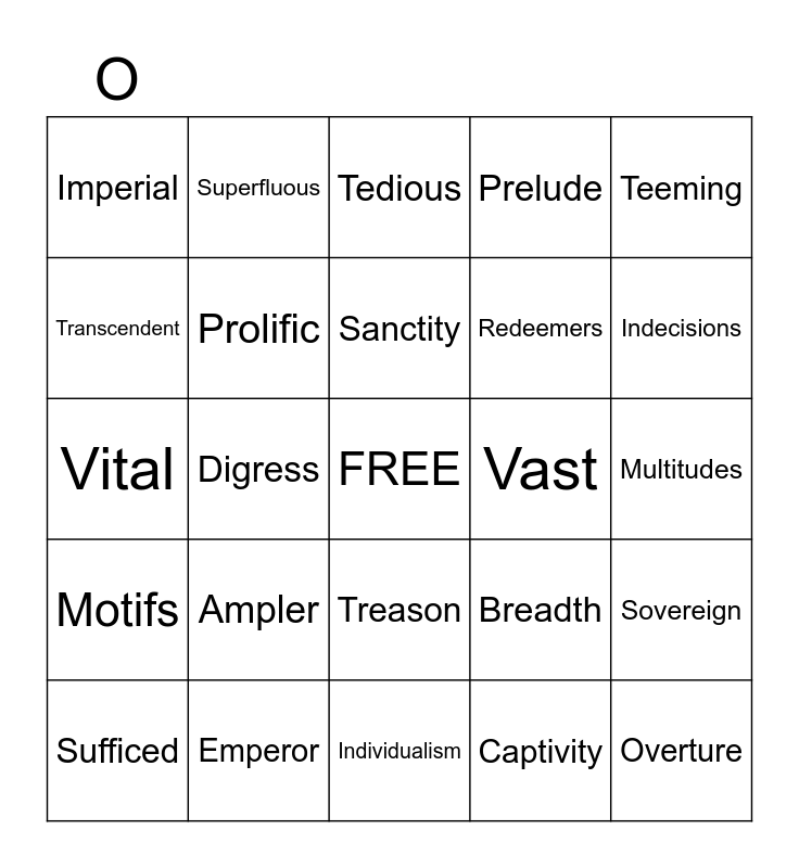 Unit 2 Vocabulary Bingo Card