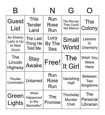 Book Bingo Card