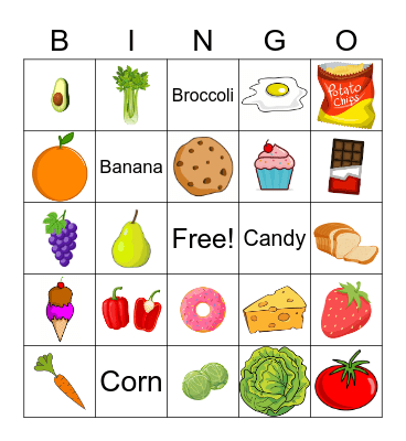 Healthy Foods Bingo Card