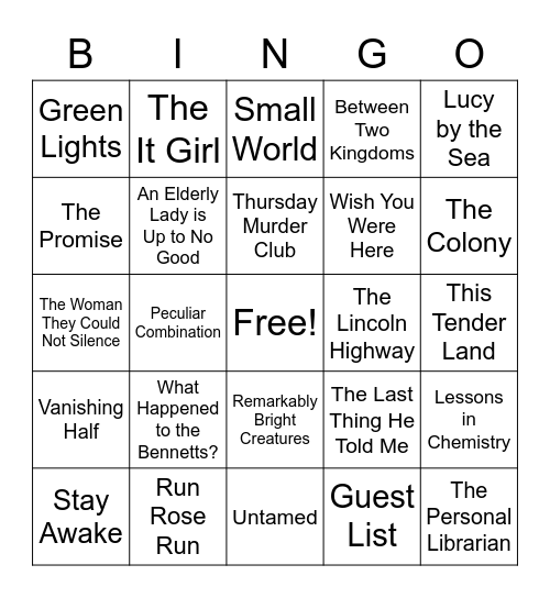 Book Bingo Card