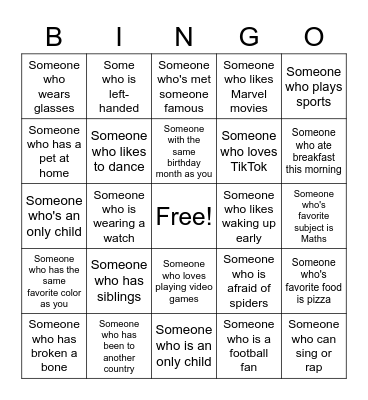 Human Bingo Card