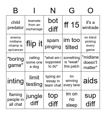 LEAGUE BINGO Card