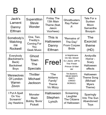 Halloween Bingo Card