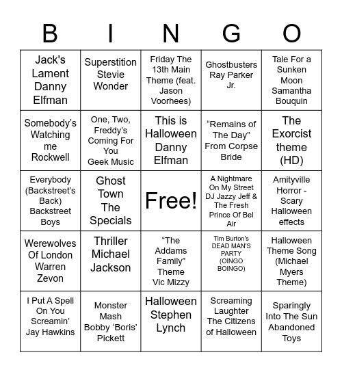 Halloween Bingo Card