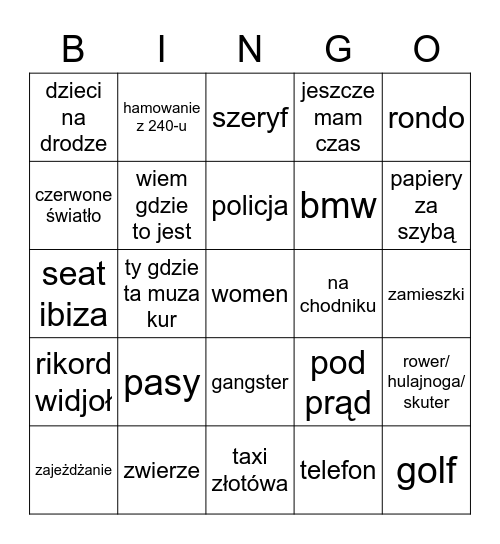 STOP CHAM BINGO Card