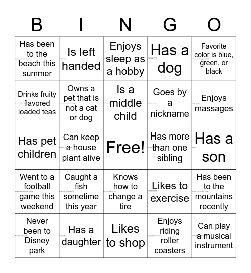 Tiger Teammates Bingo Card