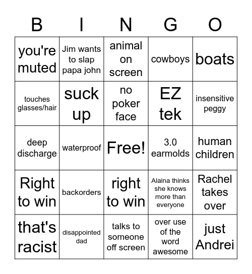 fall 2022 Bingo Card