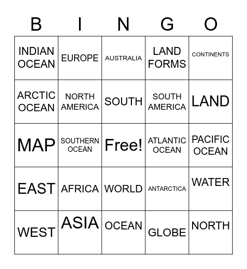 World Bingo Card