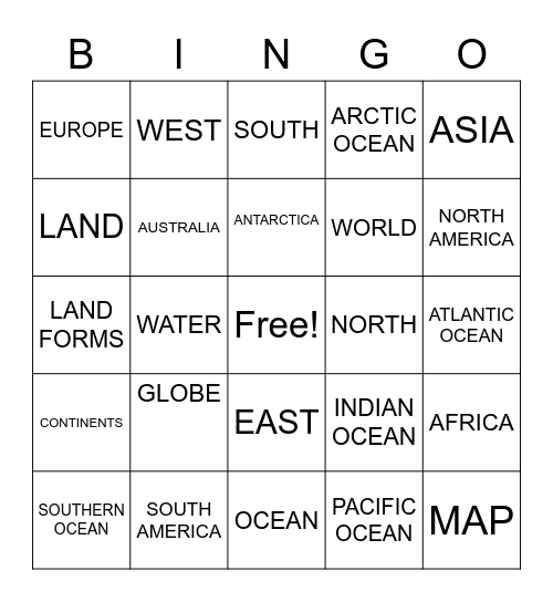 World Bingo Card