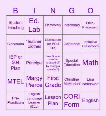 EDUCATION SOCIETY PLACEMENT BINGO! Bingo Card