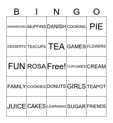 May Rose Tea Party 2015 Bingo Card