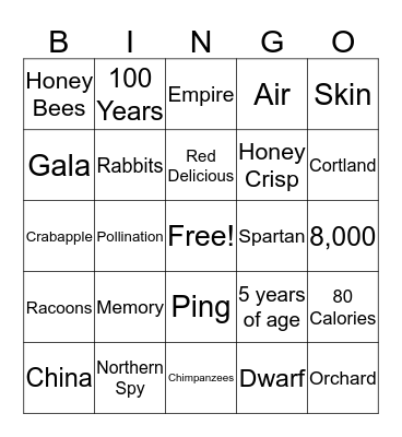 Sagebrush 4th Grade Fall Party Bingo Card