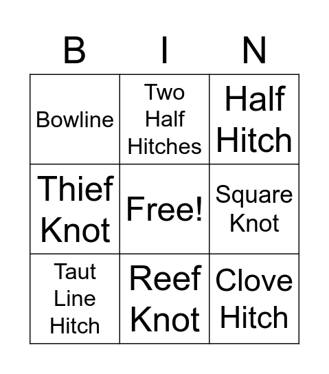 Knot BIN(GO) Bingo Card