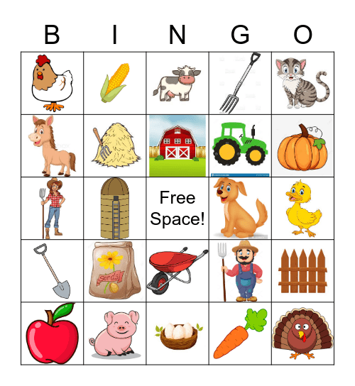 BARNYARD BINGO! Bingo Card