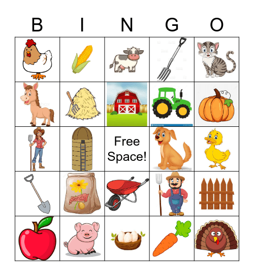 BARNYARD BINGO Bingo Card