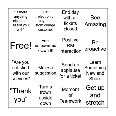 Customer Service Week Bingo Card