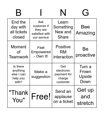 Customer Service Week Bingo Card