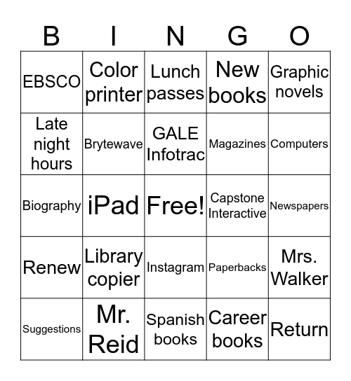 LIBRARY BINGO Card