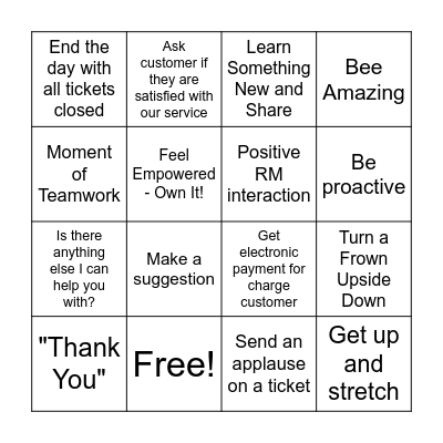 Customer Service Week Bingo Card