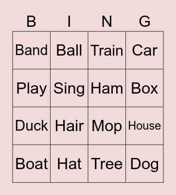 Rhyming Bingo Card