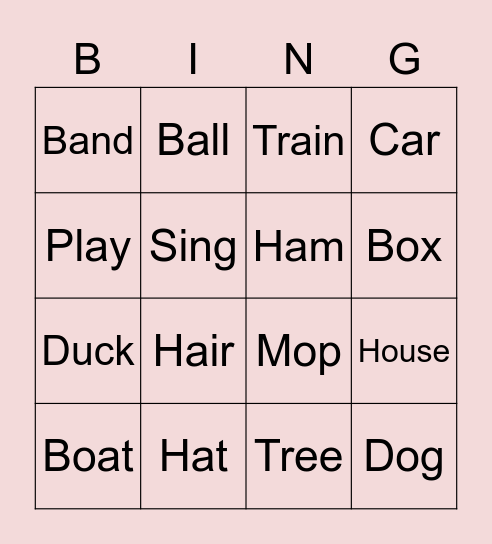 Rhyming Bingo Card