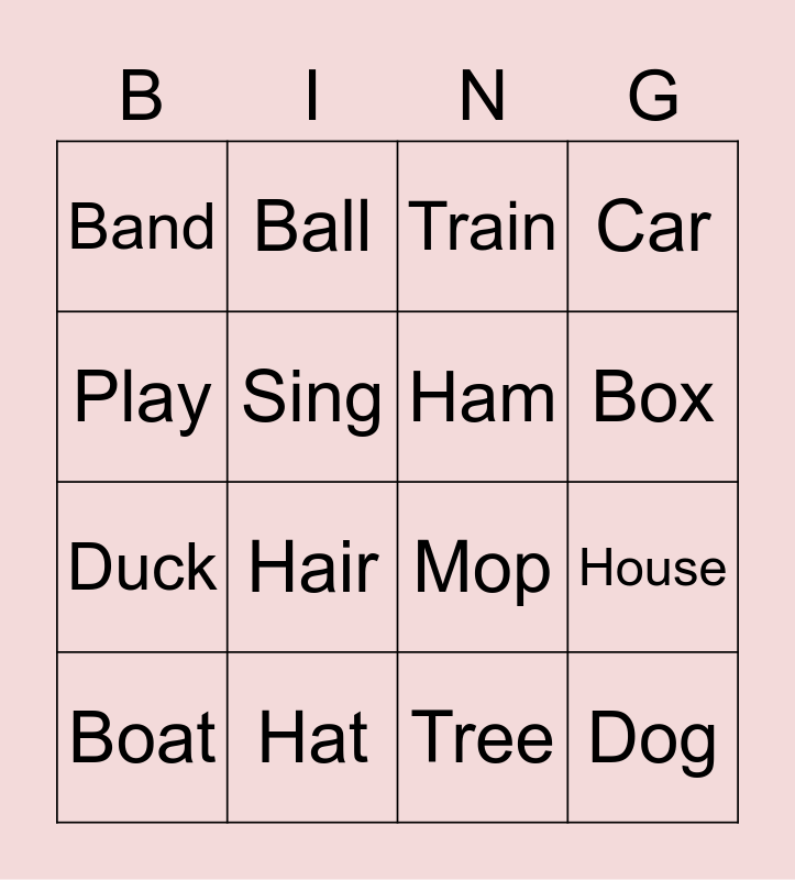 Rhyming Bingo Card